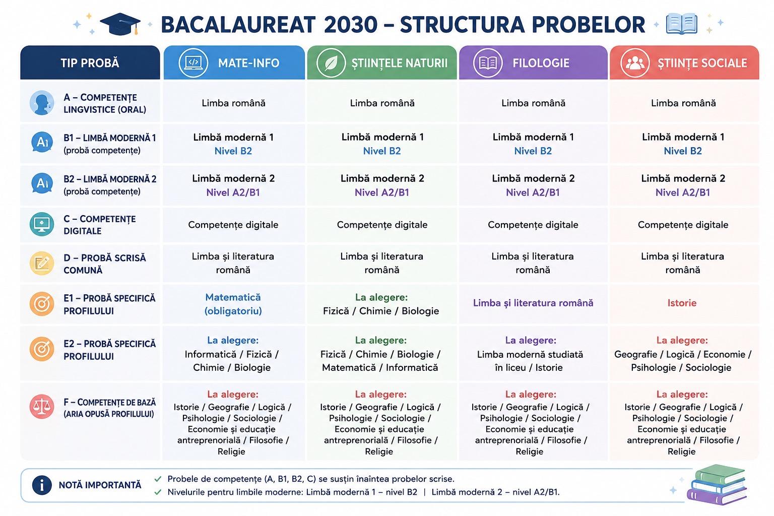 Propunere privind disciplinele examenului de Bacalaureat 2030